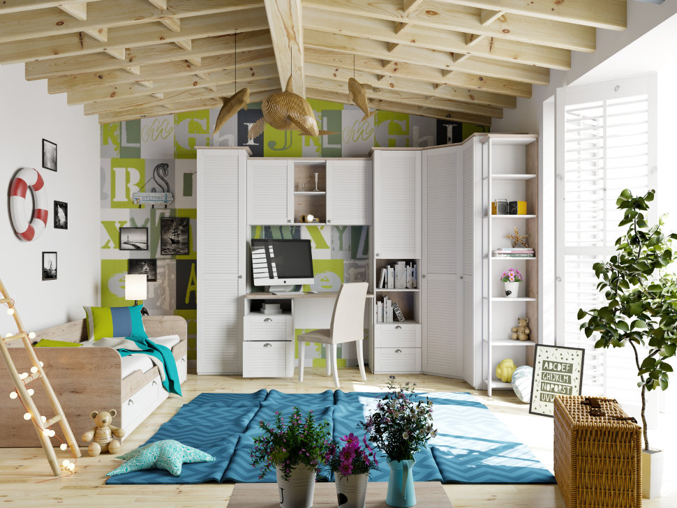 Комплект детской мебели Ривьера ГН-241.103 Набор мебели для детской комнаты №3 / Ривьера ГН-241.105