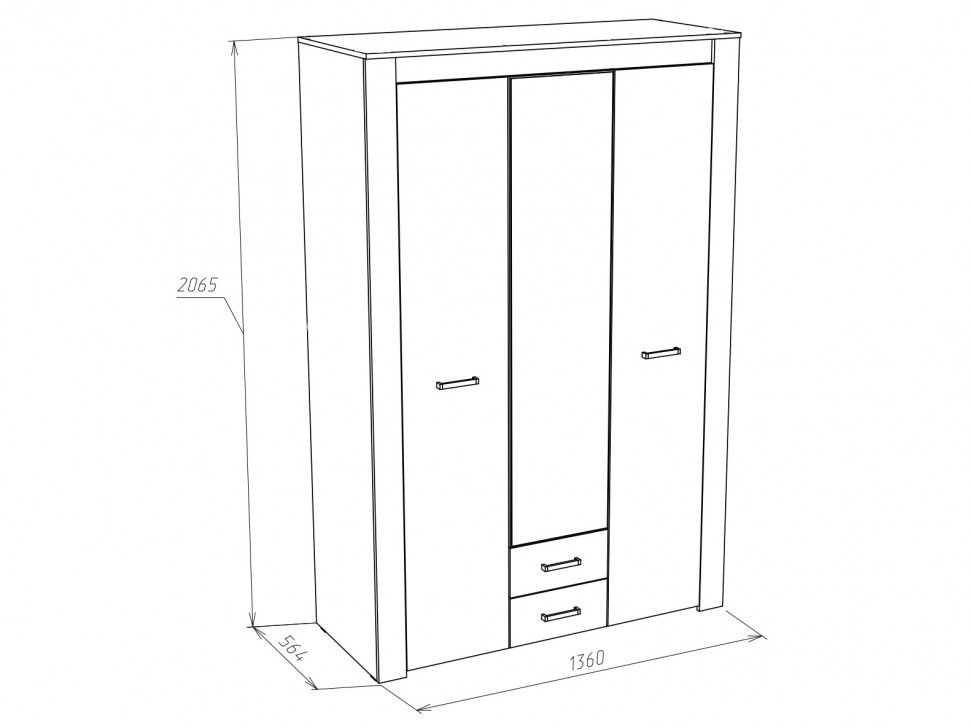 Шкаф распашной ПРАГА шкаф 3-х дверный 72030102