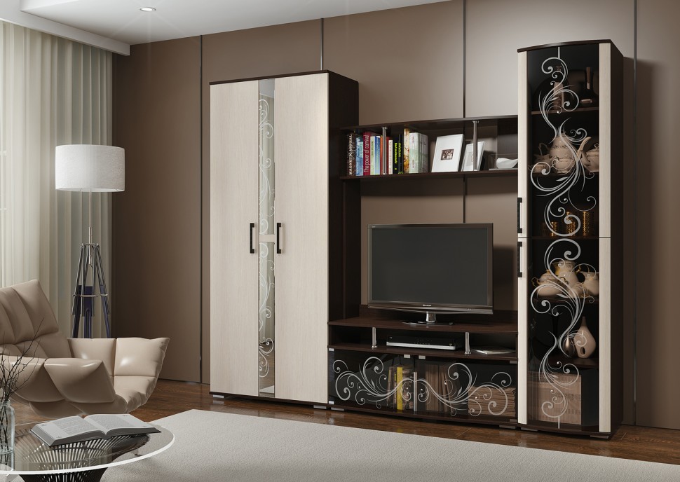 Гостиная Флоренция шкаф и витрина