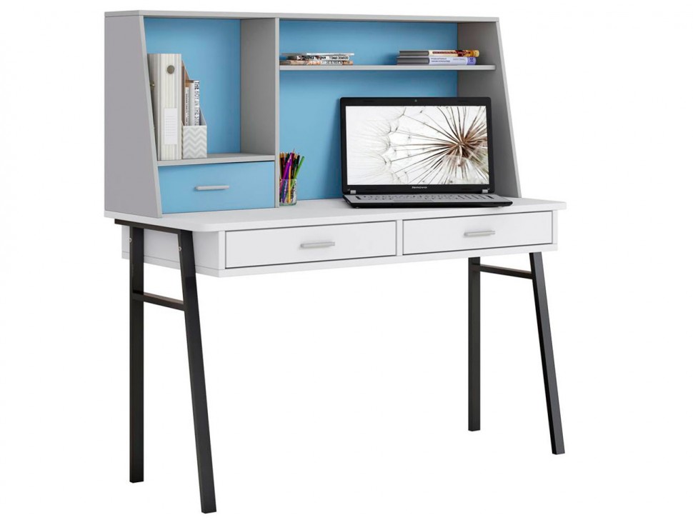 Письменный стол Стол письменный Polini  kids Aviv 1455 с надстройкой и ящиками